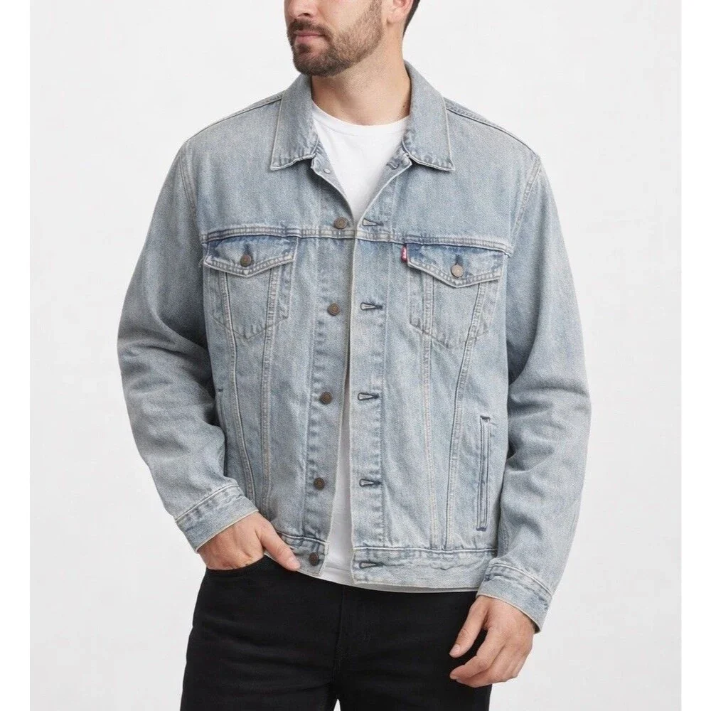 Levi’s Men’s Trucker Denim Standard Jacket Light Wash Button Front XXL NWT